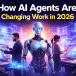 AI agent workflow diagram showing multi-step autonomous task execution in an enterprise environment, 2026