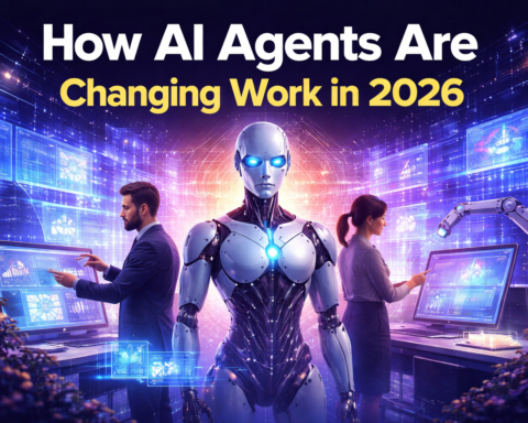 AI agent workflow diagram showing multi-step autonomous task execution in an enterprise environment, 2026