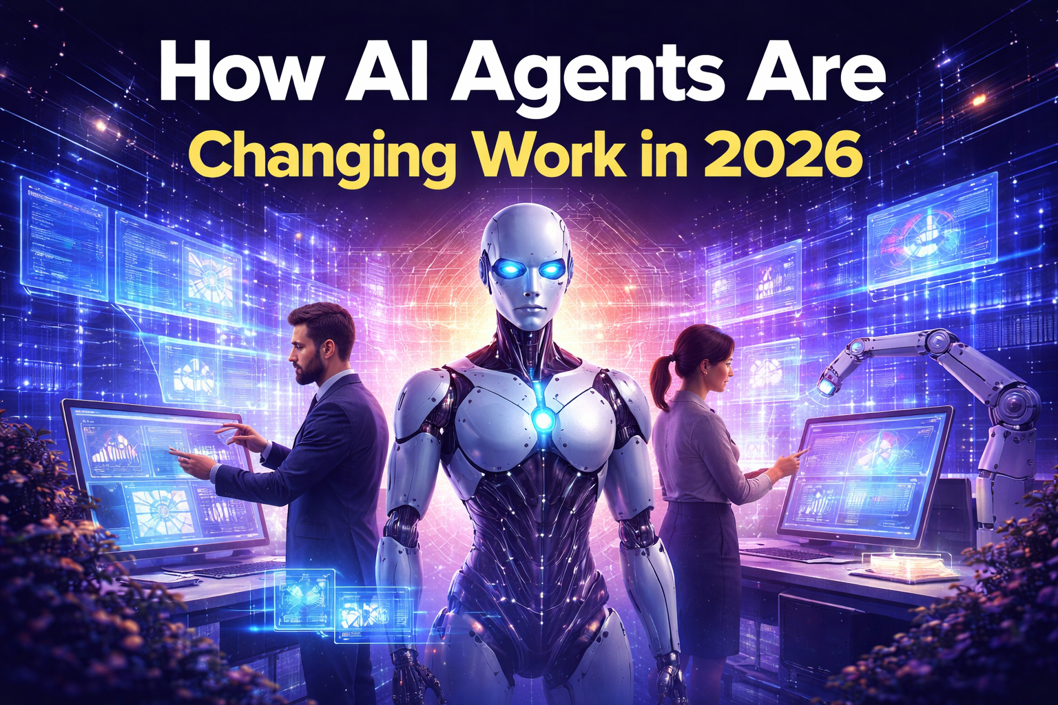 AI agent workflow diagram showing multi-step autonomous task execution in an enterprise environment, 2026