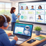 create featured image for Student working with an AI tutoring interface on a laptop while a teacher monitors a classroom dashboard showing individual student progress — AI education use case in 2026
