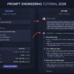 Before and after comparison showing a weak AI prompt producing generic output versus a structured CRAFT prompt producing a detailed, useful response — prompt engineering tutorial 2026