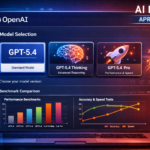 OpenAI dashboard showing GPT-5.4 model selection with Thinking and Pro variants alongside benchmark comparison charts — AI news April 2026
