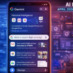Google Gemini app interface showing Personal Intelligence feature connected to Gmail, Google Photos, and Google Drive — AI news April 2026 update