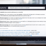 Perplexity AI interface showing a research question with numbered citations and source links visible — demonstrating the AI search engine's citation-backed answer format, 2026