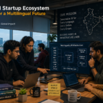 Indian AI startup founders working on multilingual LLM infrastructure in a Bengaluru tech hub — representing India's growing AI startup ecosystem in 2026